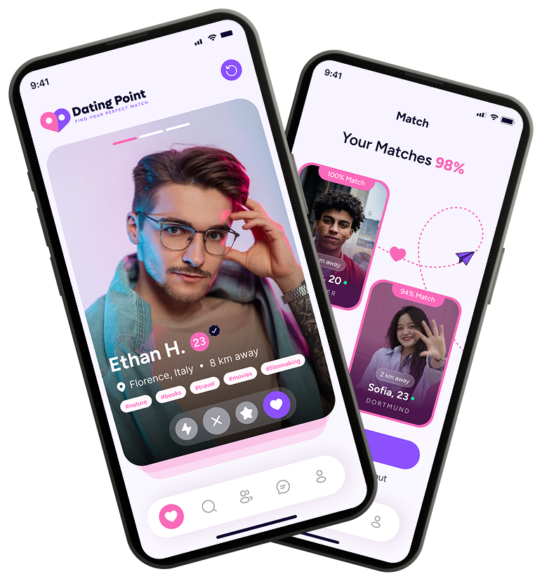 Dating Point Mobile App Screen Mockups